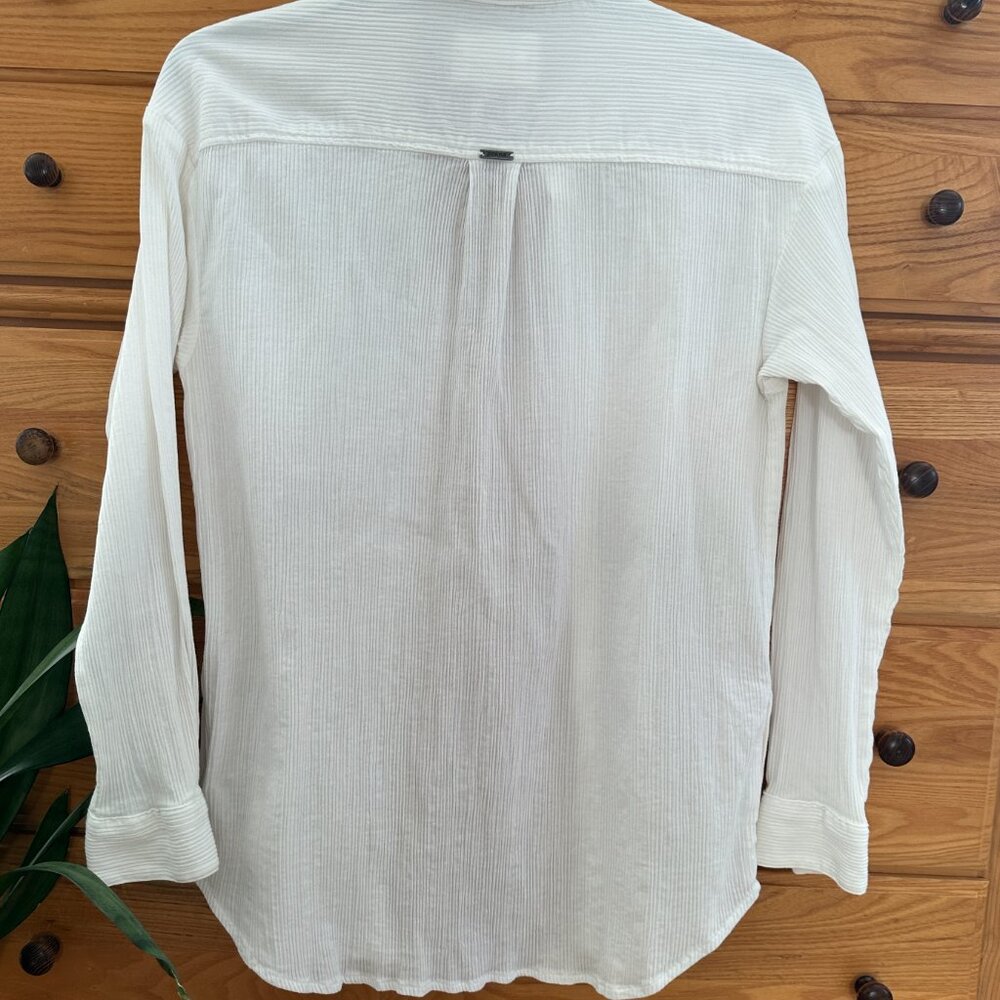 Prana White Stretch Button Down Medium Euc - image 4